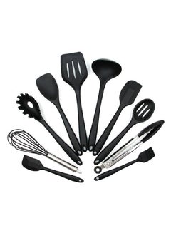 Buy 10-Piece Non-Stick Cooking Utensil Tools Set Black 10cm in UAE