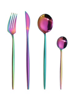Buy 4-Piece Stainless Steel Cutlery Set Multicolour in UAE