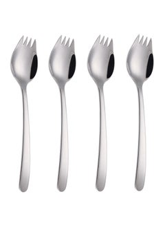 Buy 4-Piece Stainless Steel Sporks Set Silver in UAE