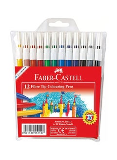 اشتري طقم أقلام تلوين برأس من الألياف من 12 قطعة  متعدد الألوان في الامارات