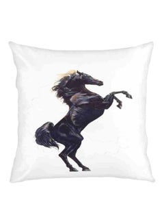 Buy Horse Printed Cushion Cover White/Black 40x40centimeter in Saudi Arabia