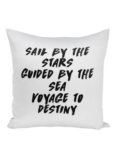 اشتري Sail By The Stars Printed Decorative Pillow White/Black 16x16inch في الامارات