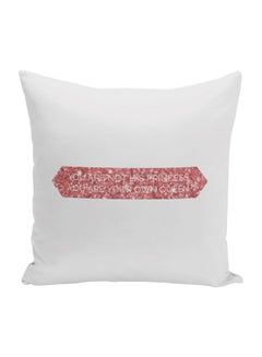 Buy Princess Quote Printed Decorative Pillow White/Pink 16x16inch in UAE