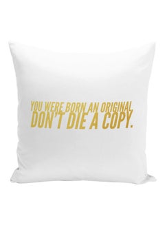 اشتري Born An Original Quote Printed Decorative Pillow أبيض/ذهبي 16x16بوصة في الامارات