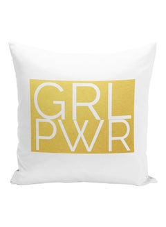 اشتري Grl Pwr Printed Decorative Pillow أبيض/ذهبي 16x16بوصة في الامارات