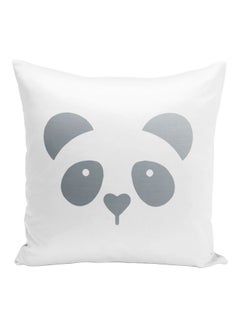 Buy Panda Printed Decorative Pillow White/Grey 16x16inch in UAE