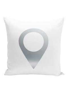 Buy Location Icon Printed Decorative Pillow White/Grey 16x16inch in UAE