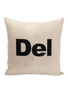 اشتري Del Printed Decorative Square Pillow بيج / أسود 16x16بوصة في الامارات