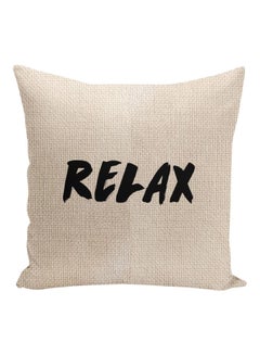 اشتري Relax Printed Decorative Pillow بيج / أسود 16x16بوصة في الامارات