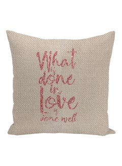 اشتري Love Quote Printed Decorative Pillow بيج / وردي 16x16بوصة في الامارات