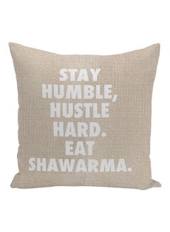 اشتري "وسادة زينة مطبوع عليها عبارة "Stay Humble Hustle Hard" أبيض/بيج 16x16بوصة في الامارات