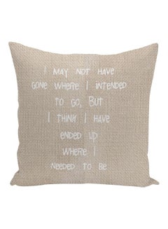 Buy Quote Printed Decorative Pillow Beige/White 16x16inch in UAE