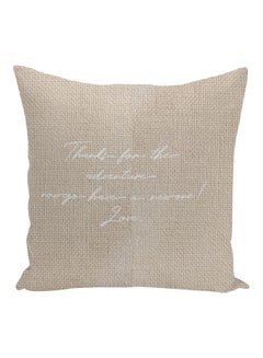 Buy Quote Printed Decorative Pillow Beige/White 16x16inch in UAE