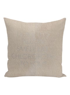 Buy Funny Quote Printed Decorative Pillow Beige/Silver 16x16inch in UAE