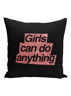 Buy Quote Printed Decorative Pillow Black/Pink 16x16inch in Saudi Arabia