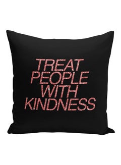 Buy Treat People With Kindness Quote Printed Decorative Pillow Black/Pink 16x16inch in Saudi Arabia