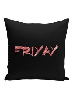Buy Friyay Printed Decorative Pillow Black/Pink 16x16inch in Saudi Arabia