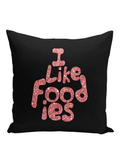 اشتري وسادة ديكور بطبعة "I Like Foodies" أسود/وردي 16x16بوصة في السعودية