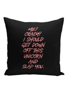 Buy Me Crazy Quote Printed Decorative Decorative Pillow Black/Pink 16x16inch in Saudi Arabia