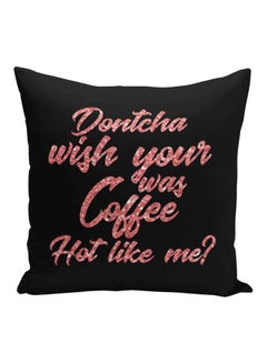 Buy Dontcha Wish Printed Decorative Pillow Black/Rose Gold 16x16inch in Saudi Arabia