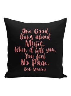 Buy One Good Thing About Music Printed Decorative Pillow Black/Pink 16x16inch in UAE