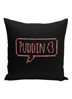 Buy Puddin Printed Decorative Pillow Black/Pink 16x16inch in Saudi Arabia