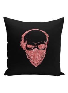 Buy Zombie Bandana Printed Decorative Pillow Black/Pink 16x16inch in UAE