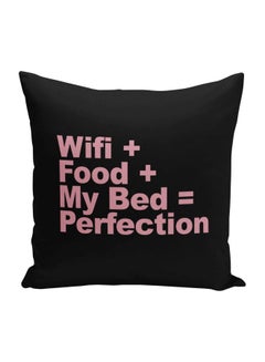 Buy Wifi Food Bed Perfection Printed Decorative Pillow Black/Pink 16x16inch in Saudi Arabia