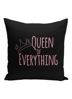 Buy Queen Of Everything Printed Decorative Pillow Black/Pink 16x16inch in Saudi Arabia