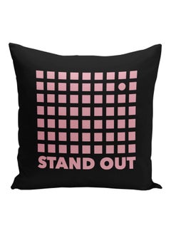 اشتري Stand Out Printed Decorative Pillow Black/Pink 16x16inch في الامارات