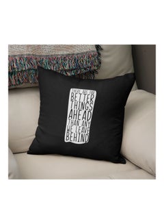 Buy Motivational Quoted Decorative Pillow Black/Pearl White 16x16inch in UAE