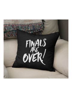 Buy Finals Are Over! Printed Decorative Pillow Black/Pearl White 16x16inch in Saudi Arabia