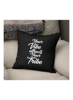 Buy Your Vibe Quote Printed Decorative Pillow Black/Pearl White 16x16inch in Saudi Arabia