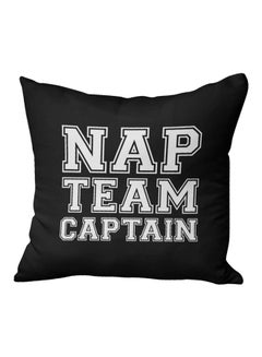 اشتري وسادة زينة مطبوعة بعبارة "Nap Team Captain" أسود/أبيض 16x16بوصة في السعودية