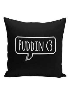 Buy Puddin Printed Decorative Pillow Black/White 16x16inch in Saudi Arabia