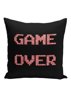 Buy Game Over Printed Decorative Throw Pillow Black/Pink 16x16inch in Saudi Arabia