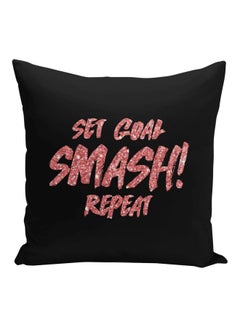 Buy Set Goal Smash! Printed Decorative Pillow Black/Pink 16x16inch in UAE