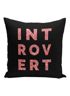 Buy Introvert Printed Decorative Pillow Black/Pink 16x16inch in Saudi Arabia