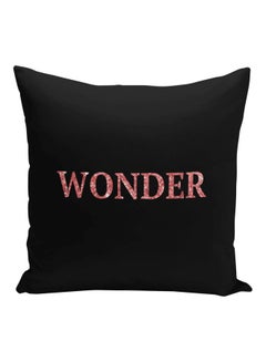 Buy Wonder Printed Decorative Pillow Black/Pink 16x16inch in Saudi Arabia