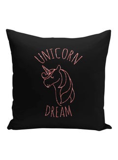 Buy Unicorn Dream Printed Decorative Pillow Black/Pink 16x16inch in Saudi Arabia