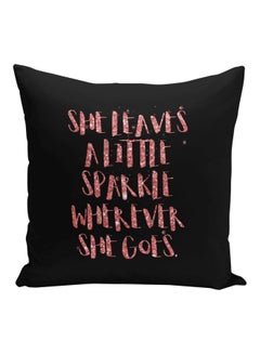 Buy Quote Printed Decorative Pillow Black/Pink 16x16inch in Saudi Arabia