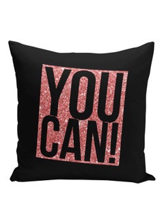Buy You Can Printed Decorative Pillow Black/Pink 16x16inch in Saudi Arabia