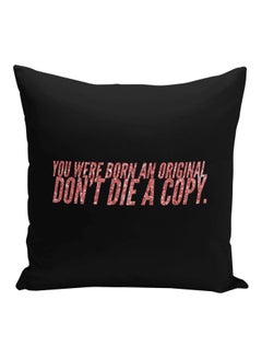 Buy Quote Printed Decorative Pillow Black/Pink 16x16inch in Saudi Arabia