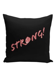 Buy Strong Printed Decorative Pillow Black/Pink 16x16inch in Saudi Arabia