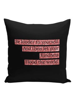 Buy Quote Printed Decorative Pillow Black/Pink 16x16inch in Saudi Arabia