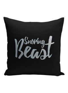 Buy Snoring Beast Printed Decorative Pillow Black/Silver 16x16inch in Saudi Arabia