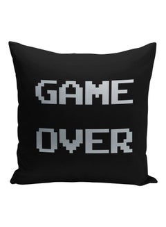 Buy Game Over Printed Decorative Pillow Black/Silver 16x16inch in Saudi Arabia