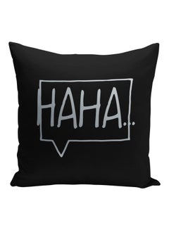 Buy Haha Printed Decorative Pillow Black/Silver 16x16inch in Saudi Arabia