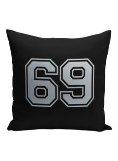 Buy Number Printed Decorative Pillow Black/Grey 16x16inch in Saudi Arabia