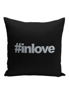 Buy In Love Printed Decorative Pillow Black/Silver 16x16inch in Saudi Arabia